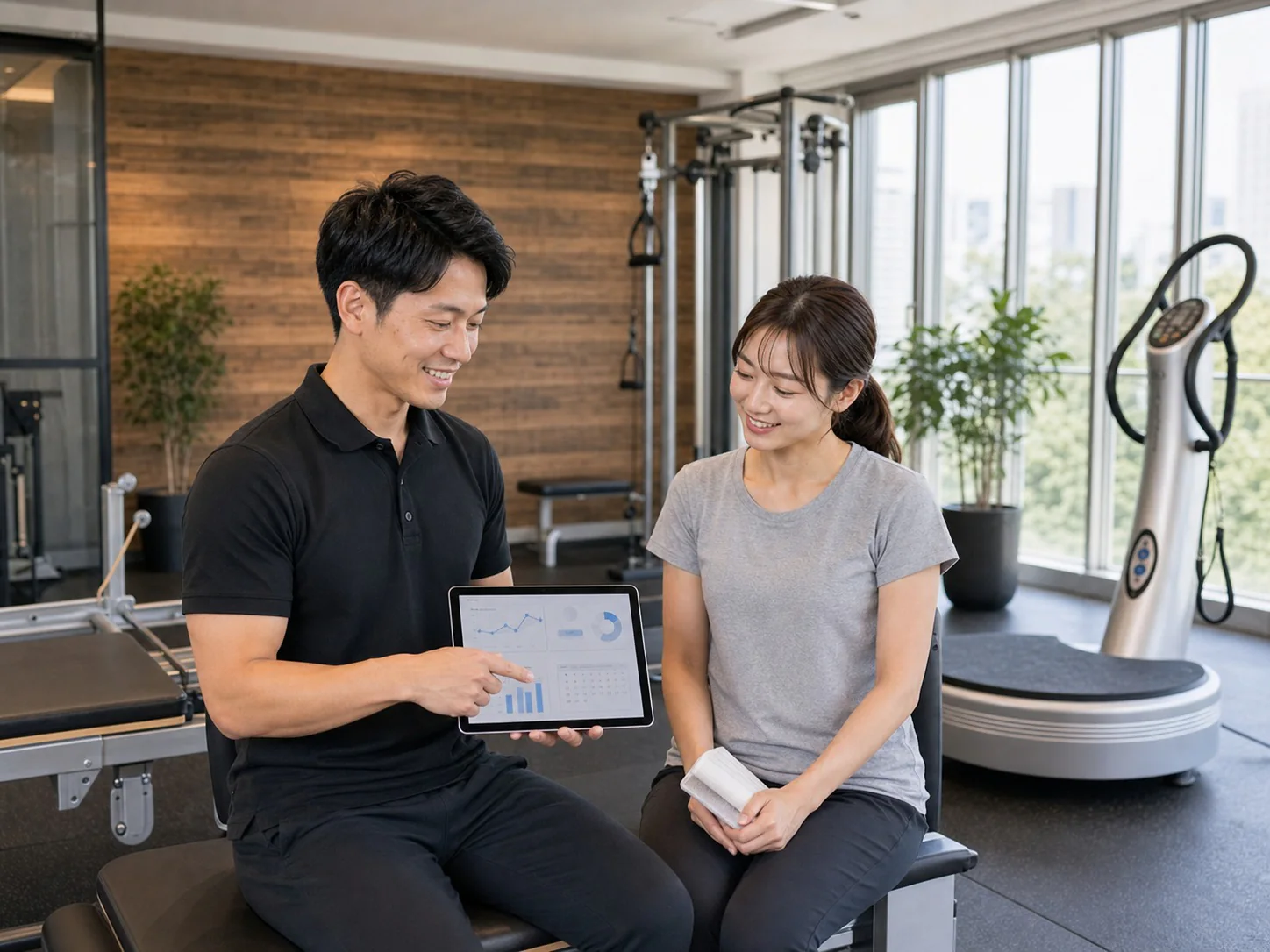 進捗を確認しながら継続的な健康管理を相談する様子