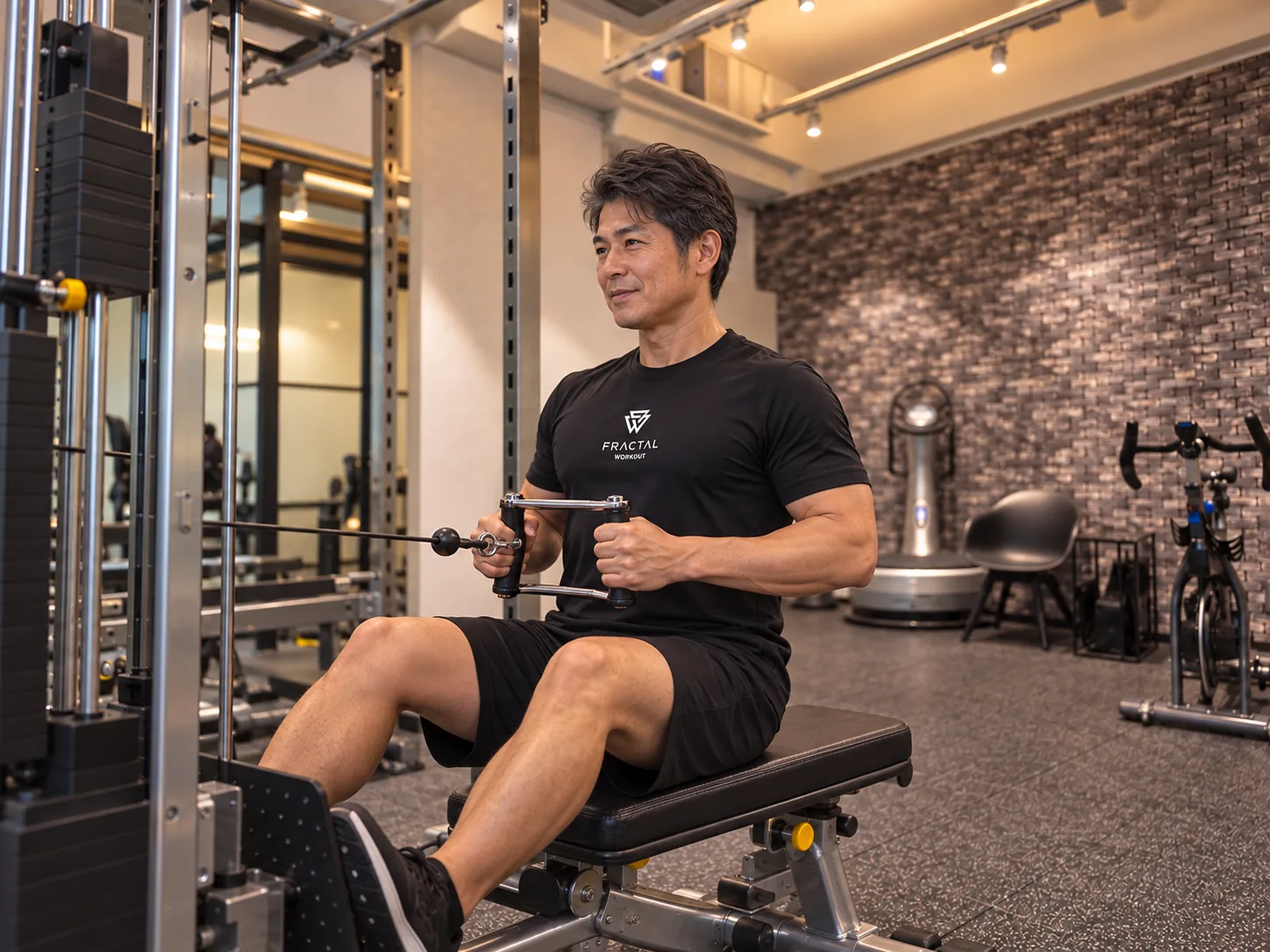 FRACTAL WORKOUTへ月曜と木曜の仕事後に週2回通う50代男性の利用例